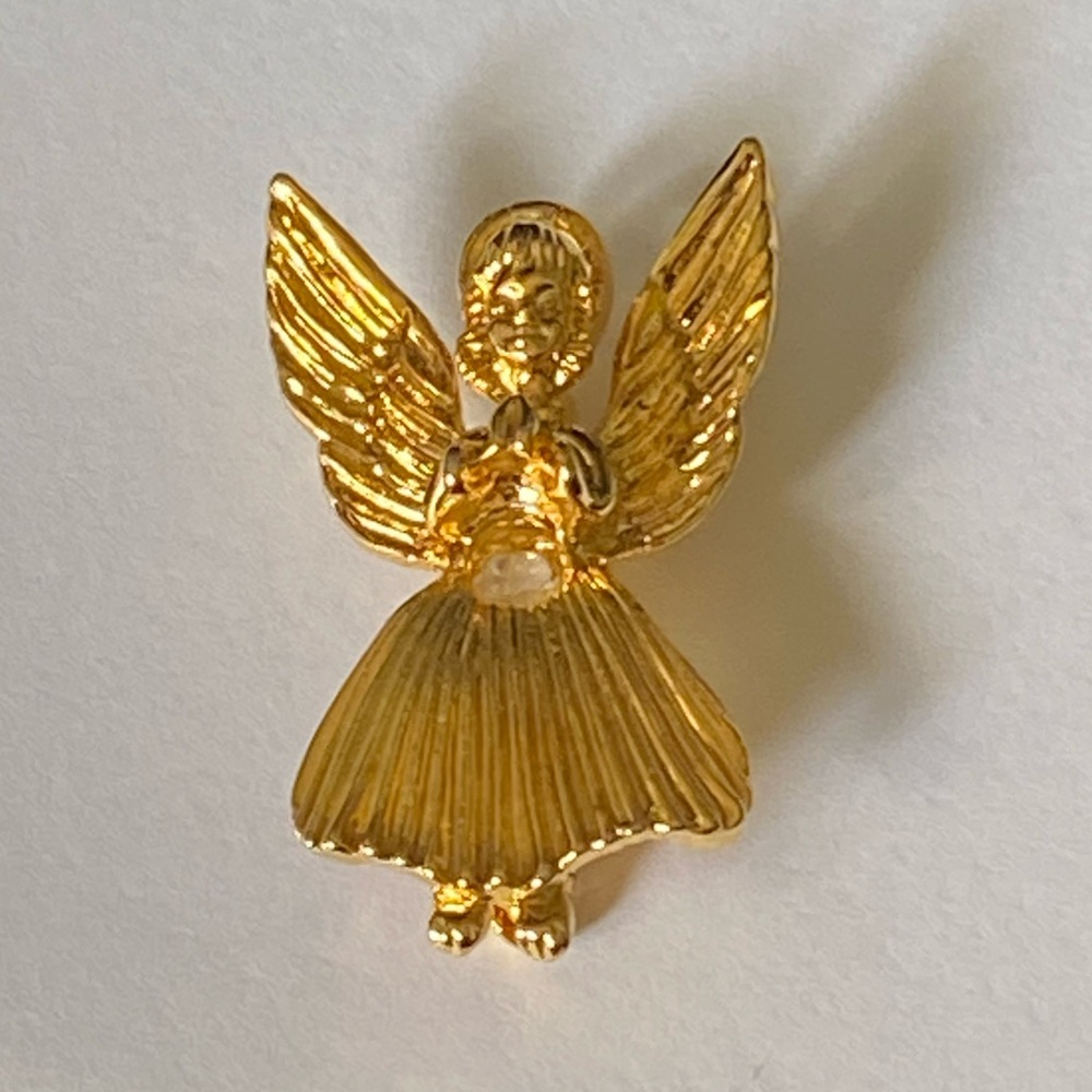 Vintage Gold Tone Angel Brooch Pin